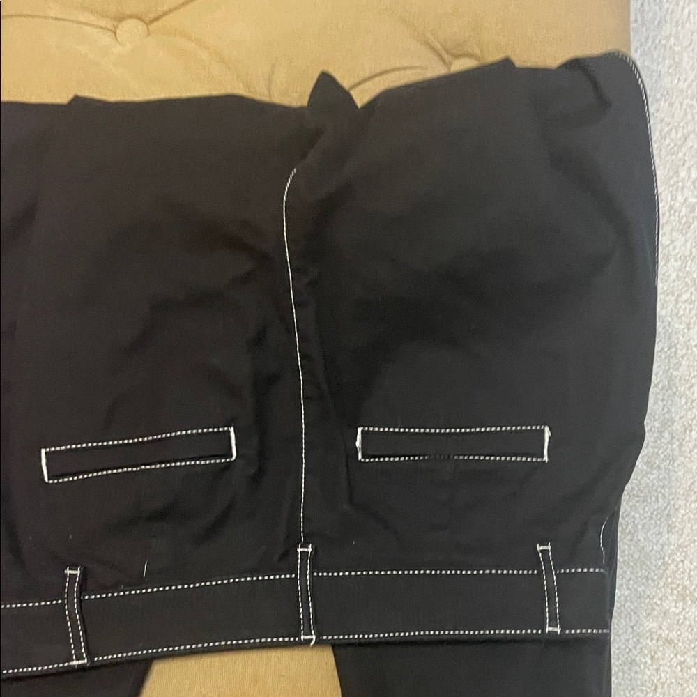 LOFT Black Wide-Leg Trousers with Contrast Stitching - Picture 7 of 7
